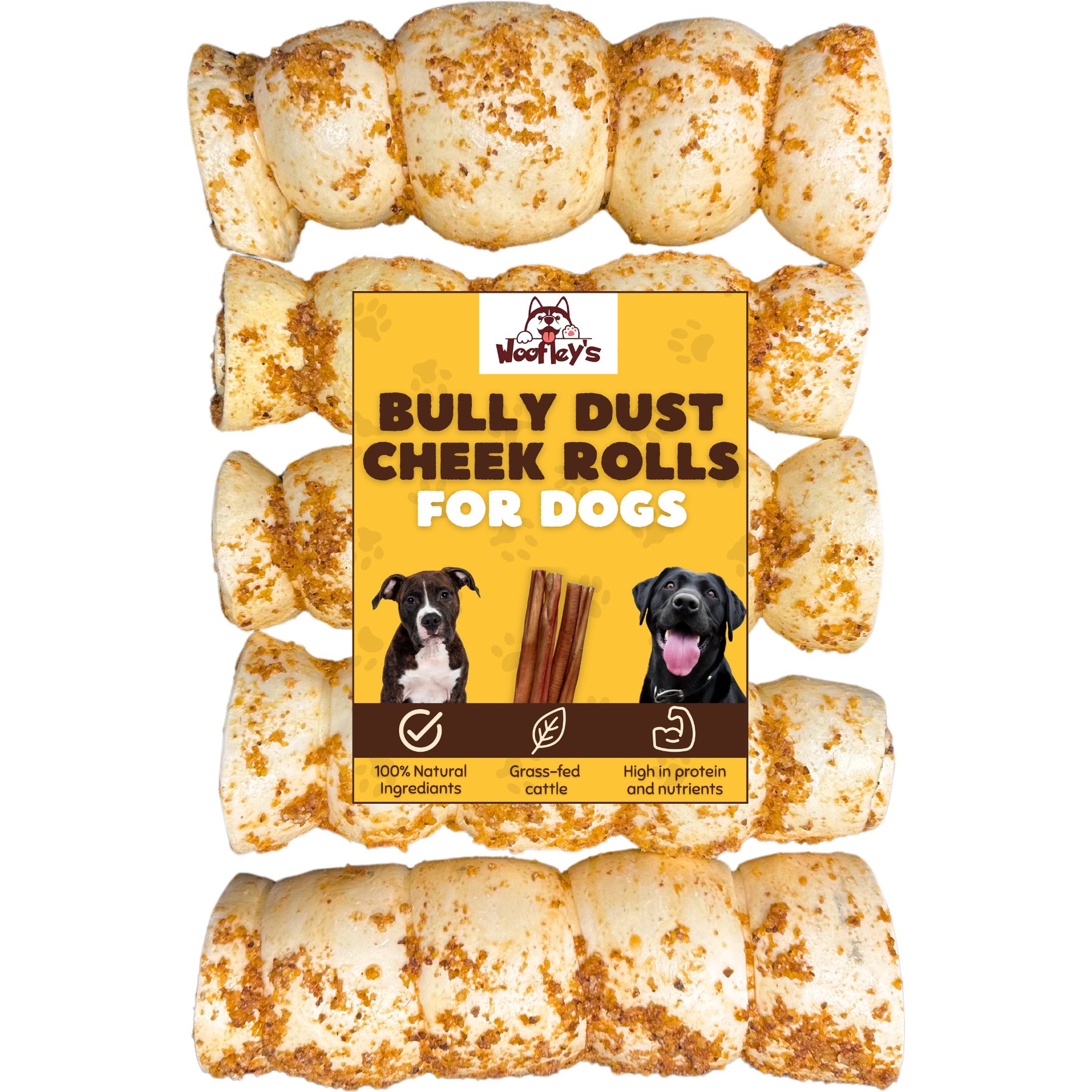 Woofleys 5 to 6-in Beef Cheek Dust Roll Dog Natural Chew Treats, 10 count