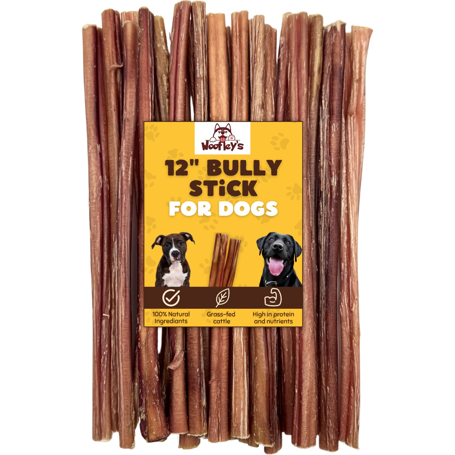 Woofleys 12-in Bully Sticks Dog Treats, 15 count