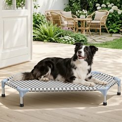 Caghash 6 Sided Elevated Raised Outdoor Dog Bed with Stainless Steel Frame, Grey, Medium: 40.5 x 24.5 x 8-in