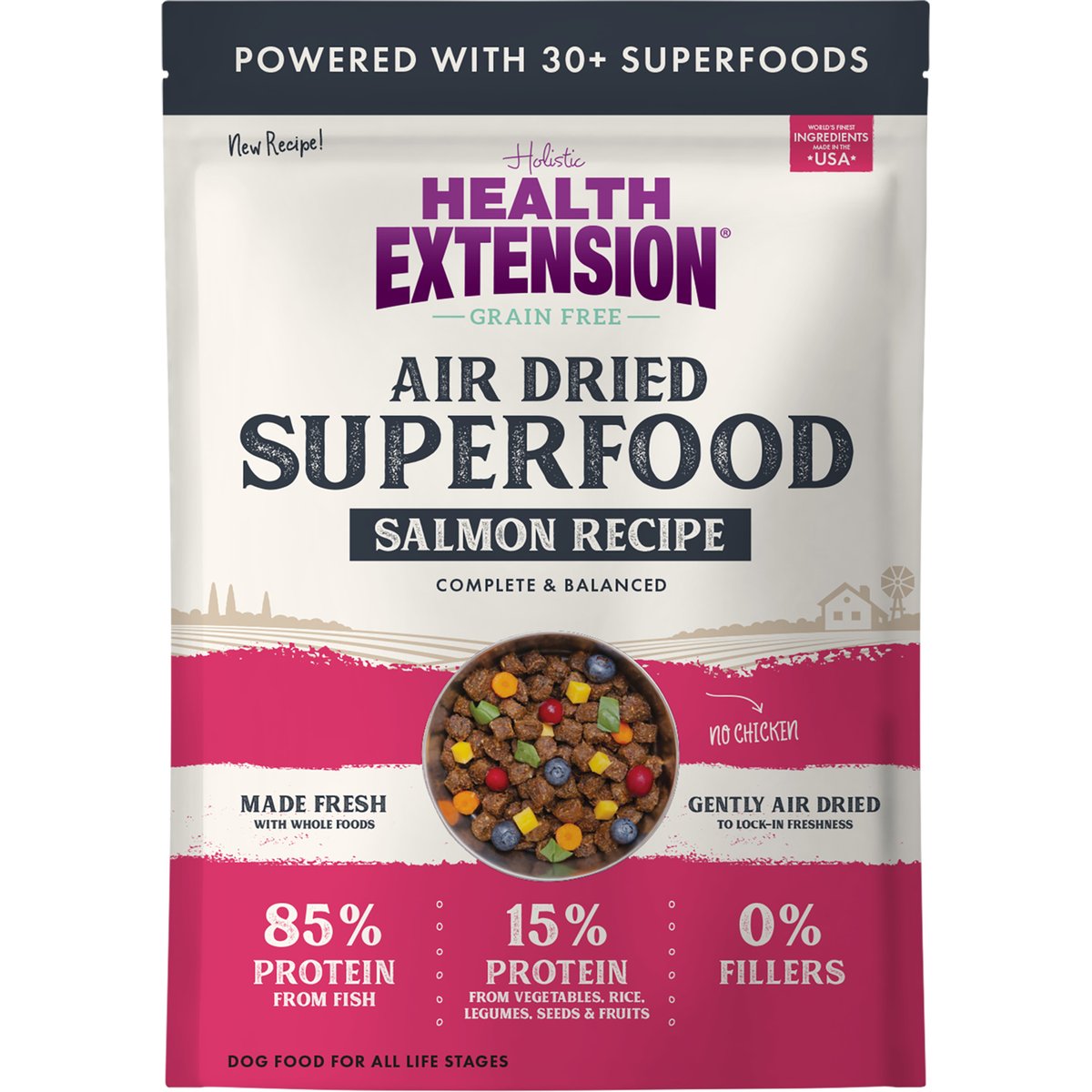 Health Extension Salmon Recipe Non-GMO Air-Dried Dog Food, 12-oz bag