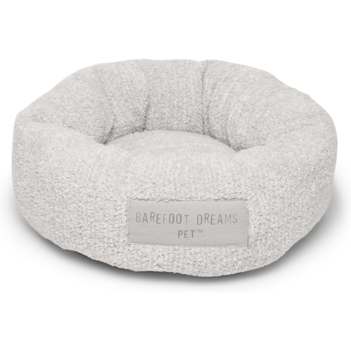 Barefoot Dreams CozyChic Round Dog Bed, Pearl/Silver, Large