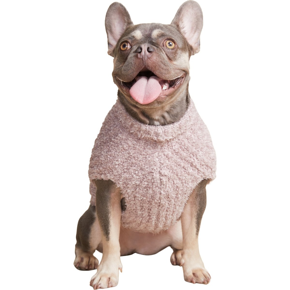 Barefoot Dreams Ribbed Leash-Opening Dog Sweater, Vintage Rose/Ballet Pink, Small