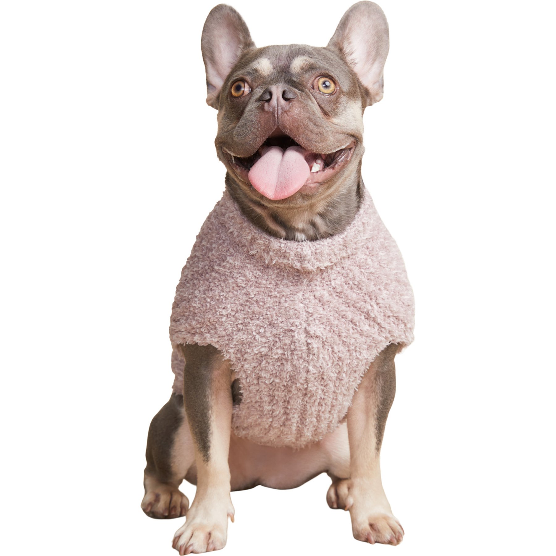 Barefoot Dreams Ribbed Leash-Opening Dog Sweater, Vintage Rose/Ballet Pink, Medium
