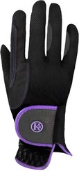 KUNKLE Equestrian Gloves Everyday Glove, Black & Purple, 6
