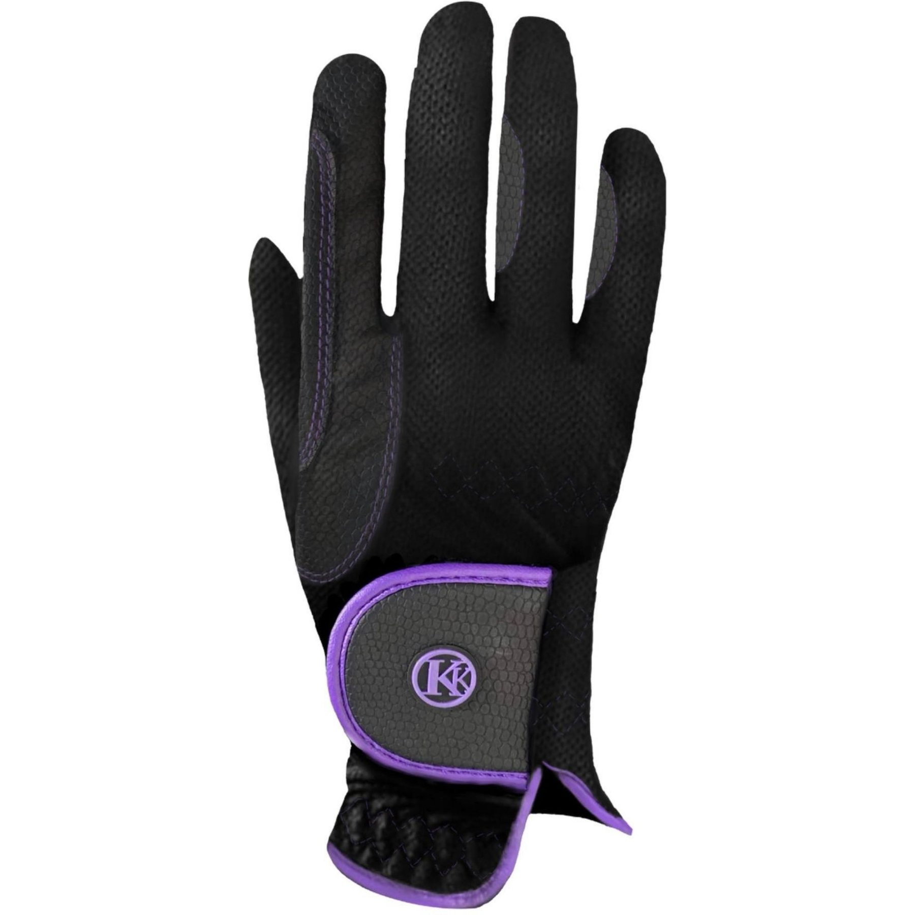 KUNKLE Equestrian Gloves Kids Everyday Glove, Black & Purple, 4