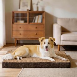 MIXJOY Rabbit Fur Quilted Orthopedic Pillowtop Removable Cover Pillow Dog & Cat Bed, Brown, X-Large