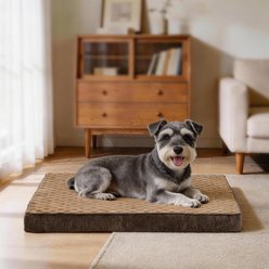 MIXJOY Rabbit Fur Quilted Orthopedic Pillowtop Removable Cover Pillow Dog & Cat Bed, Brown, Large
