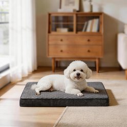 MIXJOY Rabbit Fur Quilted Orthopedic Pillowtop Removable Cover Pillow Dog & Cat Bed, Grey, Medium