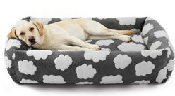 MIXJOY Jacquard Non-Slip Base Raised Support Design Removable Cover Bolster Cuddler Dog & Cat Bed, Grey, XX-Large