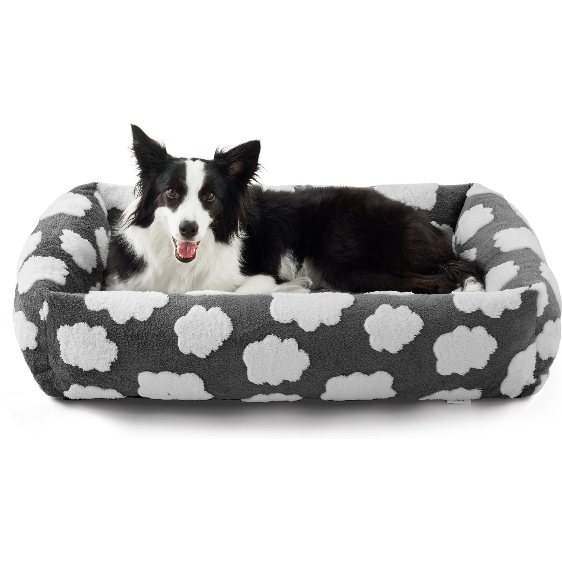 MIXJOY Jacquard Non-Slip Base Raised Support Design Removable Cover Bolster Cuddler Dog & Cat Bed, Grey, X-Large