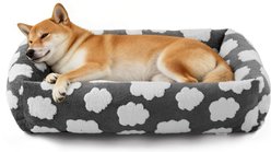 MIXJOY Jacquard Non-Slip Base Raised Support Design Removable Cover Bolster Cuddler Dog & Cat Bed, Grey, Large