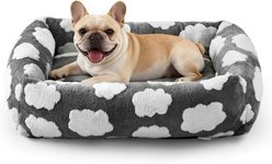 MIXJOY Jacquard Non-Slip Base Raised Support Design Removable Cover Bolster Cuddler Dog & Cat Bed, Grey, Medium