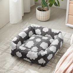 MIXJOY Jacquard Non-Slip Base Raised Support Design Removable Cover Bolster Cuddler Dog & Cat Bed, Grey, Small
