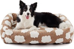 MIXJOY Jacquard Non-Slip Base Raised Support Design Removable Cover Bolster Cuddler Dog & Cat Bed, Brown, X-Large