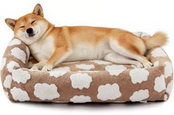 MIXJOY Jacquard Non-Slip Base Raised Support Design Removable Cover Bolster Cuddler Dog & Cat Bed, Brown, Large