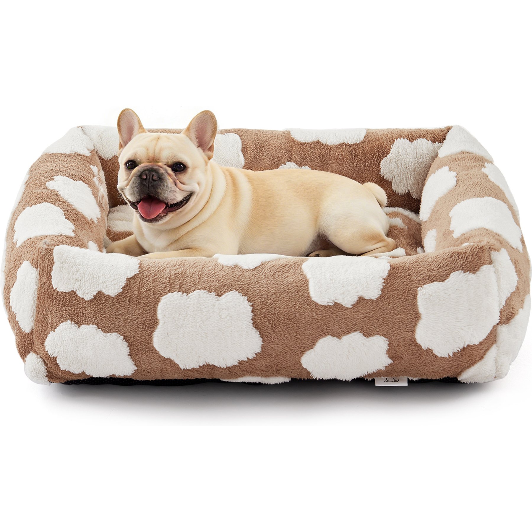 MIXJOY Jacquard Non-Slip Base Raised Support Design Removable Cover Bolster Cuddler Dog & Cat Bed, Brown, Medium