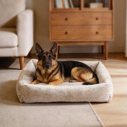 MIXJOY Thickened Rabbit Fur Removable Cover Plush Bolster Cuddler Dog & Cat Bed, White, XX-Large