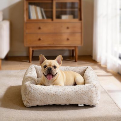 MIXJOY MIXJOY Thickened Rabbit Fur Removable Cover Plush Bolster Cuddler Dog & Cat Bed, White, Medium