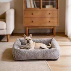 MIXJOY Thickened Rabbit Fur Removable Cover Plush Bolster Cuddler Dog & Cat Bed, Grey, Medium