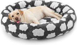 MIXJOY Donut Plush Non-Slip Bottom Removable Cover Bolster Dog Bed, Grey, X-Large