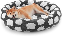 MIXJOY Donut Plush Non-Slip Bottom Removable Cover Bolster Dog Bed, Grey, Large