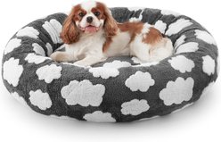 MIXJOY Donut Plush Non-Slip Bottom Removable Cover Bolster Dog Bed, Grey, Small