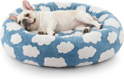 MIXJOY Donut Plush Non-Slip Bottom Removable Cover Bolster Dog Bed, Blue, Medium