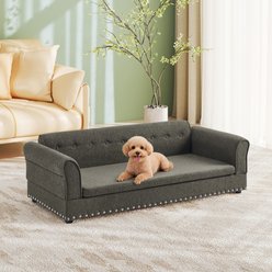 Yafylly Elegant Modern Linen Fabric Elevated Dog Sofa Bed, Grey