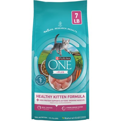 Purina ONE Purina ONE +Plus Healthy Kitten Muscle Vision & Brain Development Natural Dry Cat Food, 7-lb bag