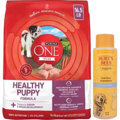 Purina ONE Purina ONE SmartBlend Healthy Puppy Formula Dry Dog Food + Burt's Bees Tearless Puppy Shampoo with Buttermilk