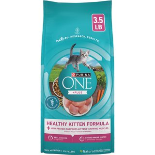 Purina ONE +Plus Healthy Kitten Muscle Vision & Brain Development Natural Dry Cat Food, 3.5-lb bag slide 1 of 8