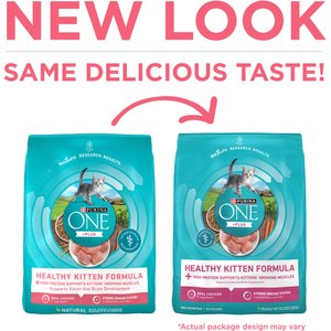 Purina ONE +Plus Healthy Kitten Muscle Vision & Brain Development Natural Dry Cat Food, 16-lb bag