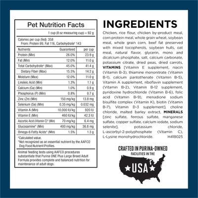 Show full view: Purina ONE +Plus Natural Large Breed Adult Real Chicken Muscle & Joint Support Large Dry Dog Food, 16.5-lb bag slide 8 of 12