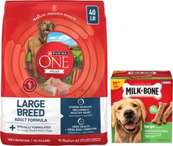 Purina ONE SmartBlend Large Breed Adult Formula Dry Food + Milk-Bone Original Large Biscuit Dog Treats