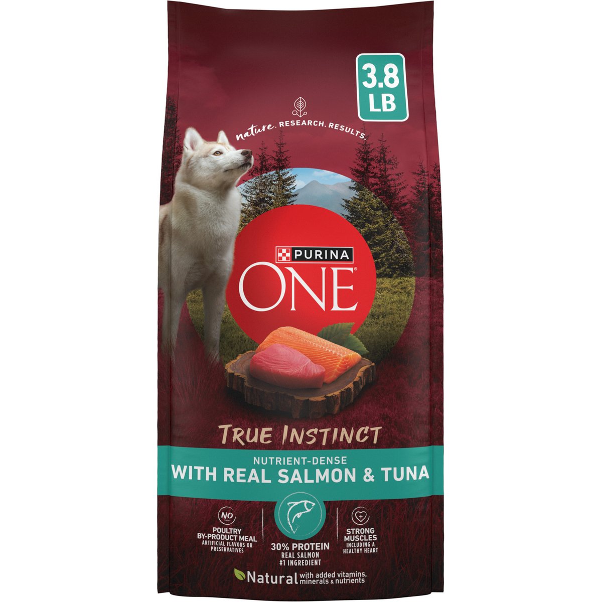 Purina ONE Natural True Instinct High Protein Real Salmon & Tuna Dry Dog Food, 3.8-lb bag