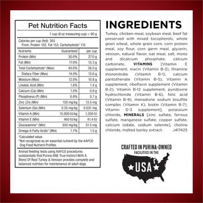 Show full view: Purina ONE True Instinct High-Protein with Real Turkey & Venison Dry Dog Food, 36-lb bag slide 8 of 11