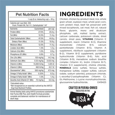Show full view: Purina ONE +Plus Adult Joint Health Formula Dry Dog Food, 16.5-lb bag slide 8 of 12