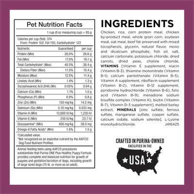 Show full view: Purina ONE Plus Natural High Protein Healthy Puppy Chicken Formula Dry Puppy Food, 31.1-lb bag slide 8 of 11
