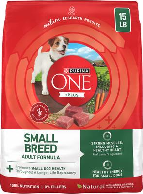 Purina ONE +Plus Adult Small Breed Lamb & Rice Formula Dry Dog Food, 15-lb bag