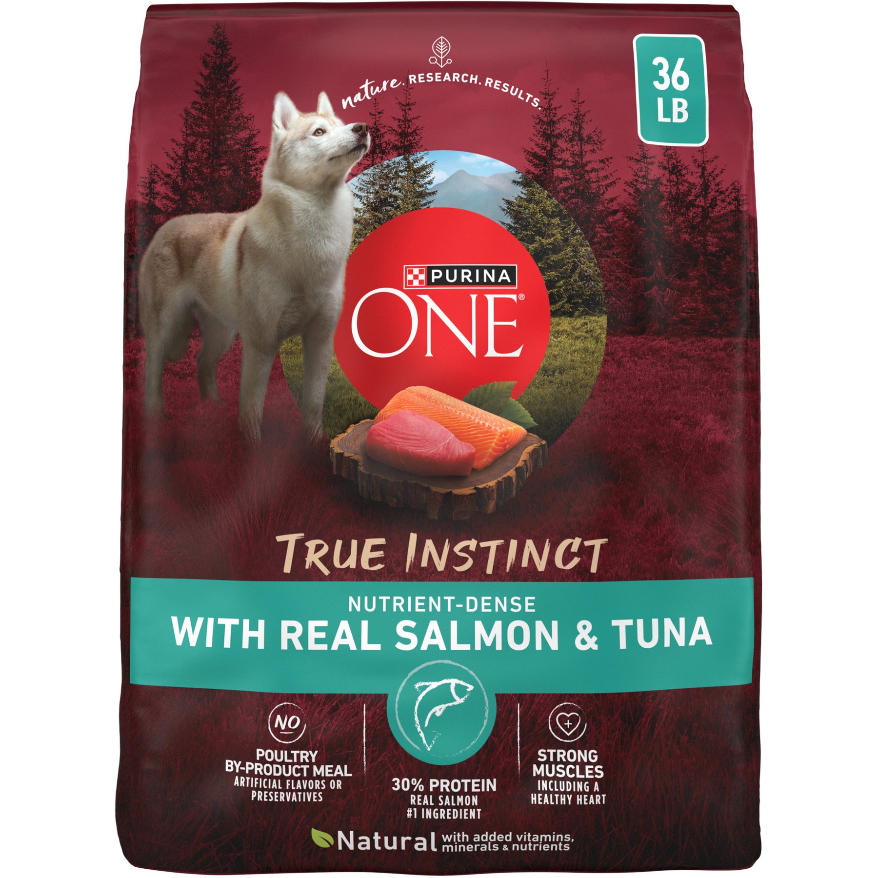 Purina ONE Natural True Instinct High Protein Real Salmon & Tuna Dry Dog Food, 36-lb bag