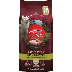 Purina ONE Natural High Protein True Instinct with Real Chicken & Duck Dry Dog Food, 3.8-lb bag