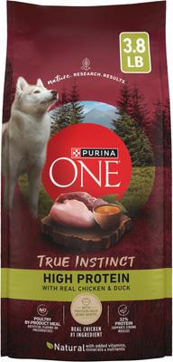 Purina ONE Natural High Protein True Instinct with Real Chicken & Duck Dry Dog Food, 3.8-lb bag