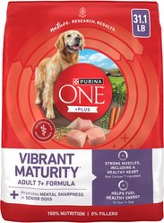 Purina ONE SmartBlend Vibrant Maturity 7+ Chicken Formula Adult Premium Dry Dog Food, 31.1-lb bag slide 1 of 9