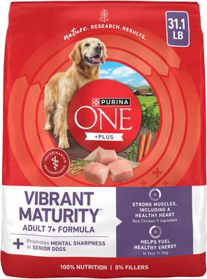 Purina ONE SmartBlend Vibrant Maturity 7+ Chicken Formula Adult Premium Dry Dog Food, 31.1-lb bag