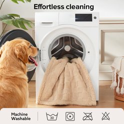 MIXJOY Checkered Pattern Fluffy Waterproof Machine washable Dog & Cat Blanket, Light Brown, Medium slide 2 of 9