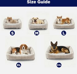 MIXJOY Thickened Rabbit Fur Removable Cover Plush Bolster Cuddler Dog & Cat Bed, White, Large slide 2 of 9