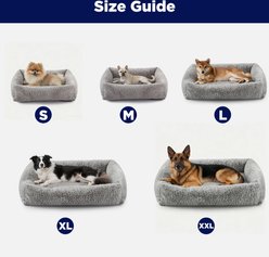 MIXJOY Thickened Rabbit Fur Removable Cover Plush Bolster Cuddler Dog & Cat Bed, Grey, X-Large slide 2 of 9