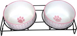 Signature Housewares Arrow 6-in Elevated Ceramic Dog Bowl, Small, Pnk