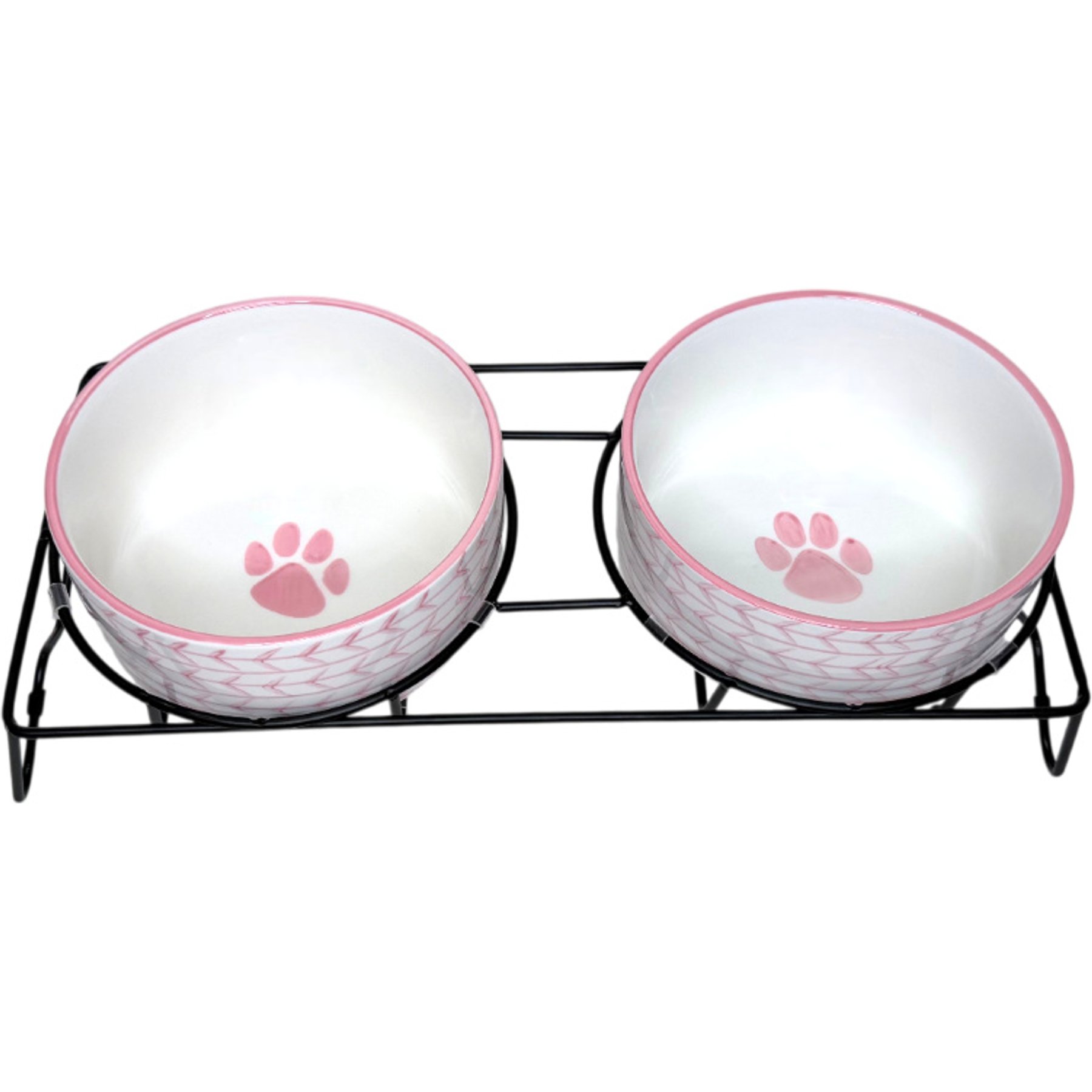 Signature Housewares Arrow 6-in Elevated Ceramic Dog Bowl, Small, Pnk