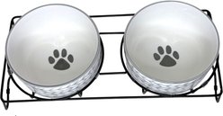 Signature Housewares Arrow 6-in Elevated Ceramic Dog Bowl, Small, Gray